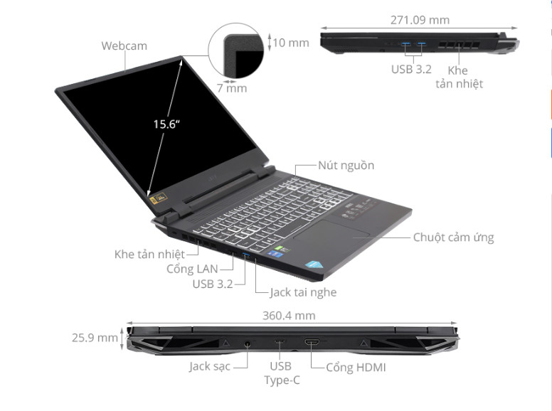 Laptop Gaming Acer Nitro 5 Tiger AN515 58 773Y i7 12700H/8GB/512GB/4GB RTX3050Ti/144Hz/Win11 | Hàng chính hãng