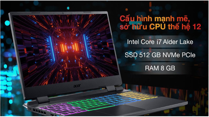 Laptop Gaming Acer Nitro 5 Tiger AN515 58 773Y i7 12700H/8GB/512GB/4GB RTX3050Ti/144Hz/Win11 | Hàng chính hãng