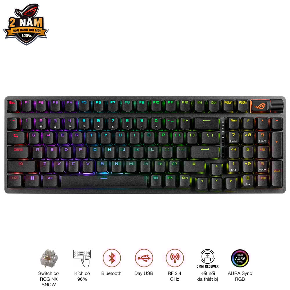 Bàn phím Gaming ASUS ROG Strix Scope II 96 Wireless NX Snow swit ch | Hàng chính hãng