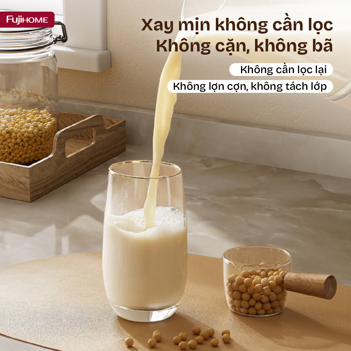 Máy làm sữa hạt Fujihome SM01B cối thủy tinh 1,75 lít – 15 món cho nhà đông người