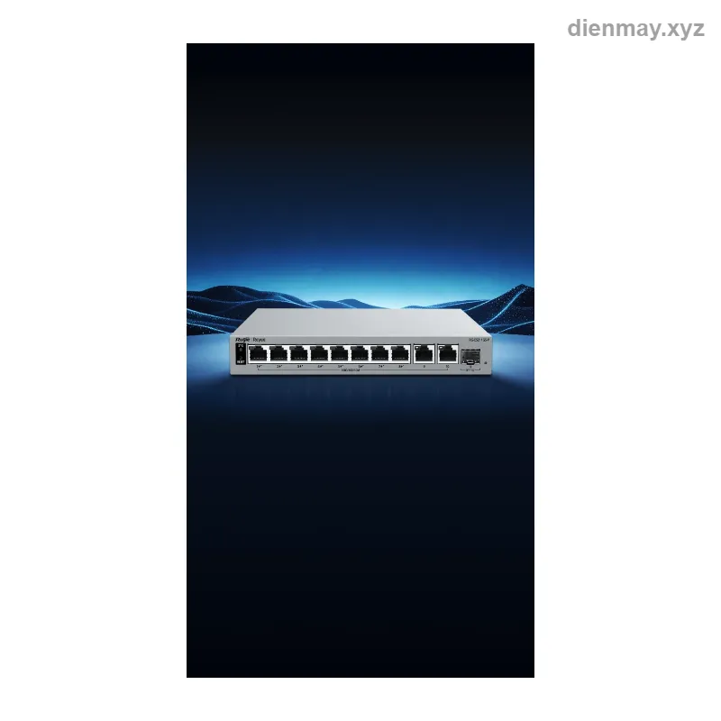 Switch PoE Ruijie Reyee RG-ES211GS-P 8 cổng PoE+ Gigabit, 1 SFP, quản lý Cloud - Hệ thống camera IP, Wi-Fi văn phòng, cửa hàng