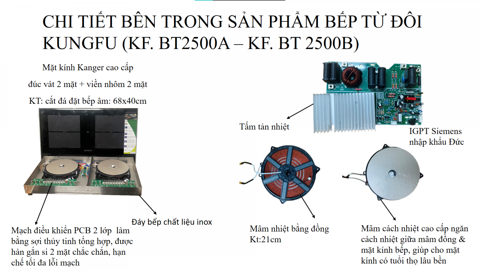 Bếp từ đôi Kungfu KF-BT2500B | Hàng chính hãng