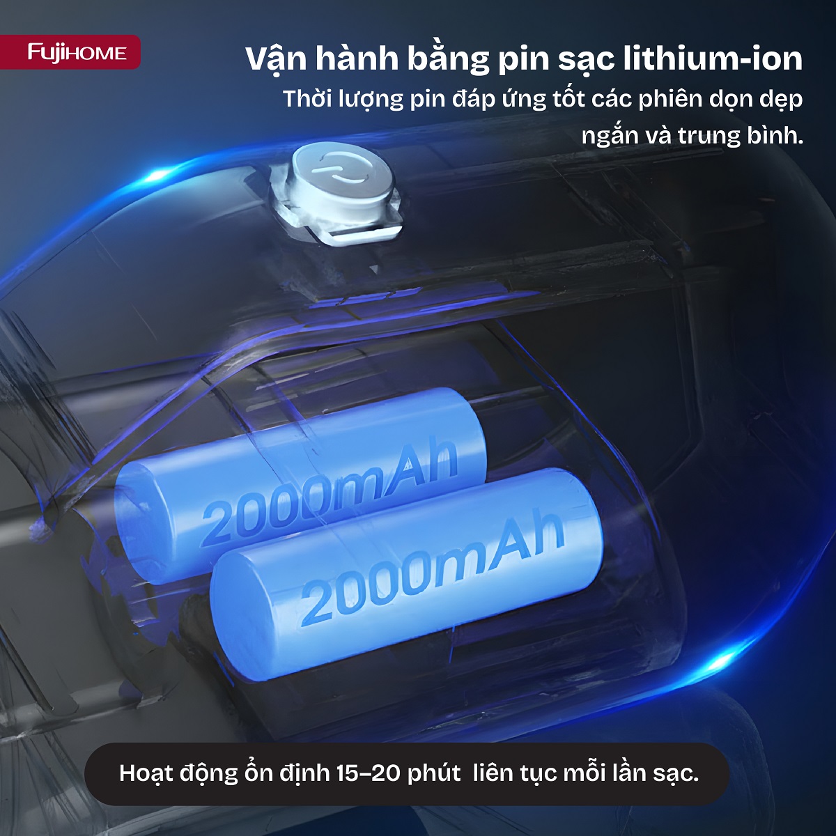 Máy hút bụi cầm tay Fujihome VC01 không dây, nhẹ 0,61 kg cho sofa và ô tô
