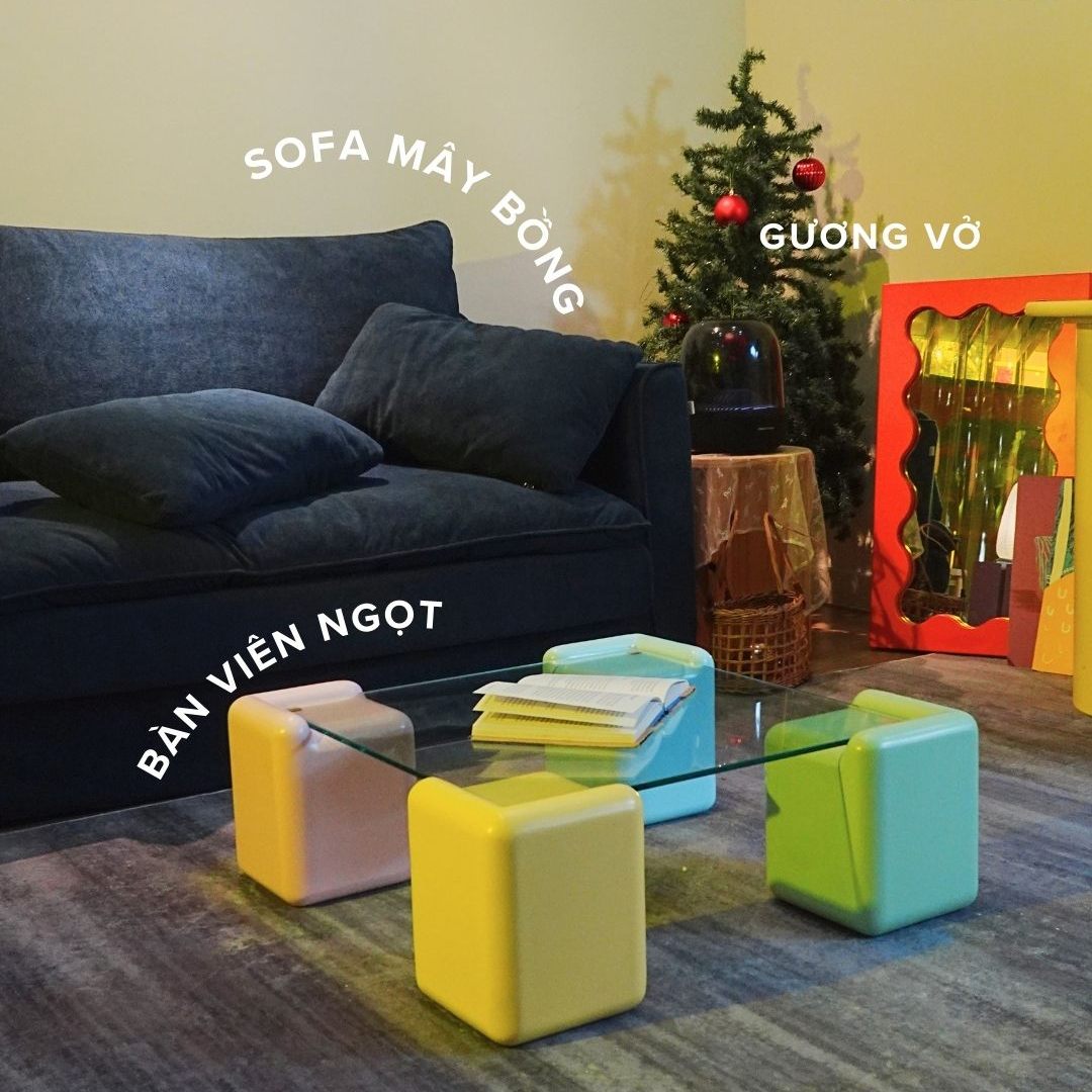 BÀN VIÊN NGỌT - MẶT KÍNH/MDF SƠN