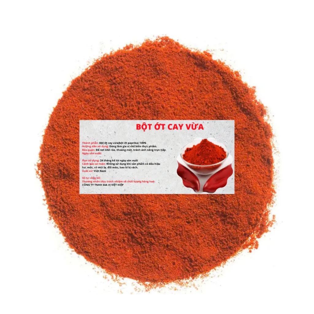 Bột Ớt Cay Vừa (Sừng dài Việt Nam)
(Medium Spicy Paprika Powder)