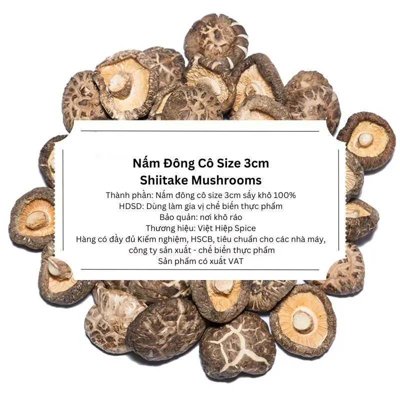 Nấm Đông Cô Size 4cm
(Dried Shiitake Mushrooms)