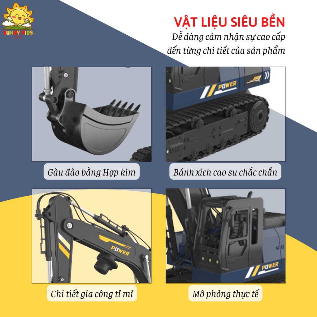 Máy xúc Điều khiển từ xa Cao cấp JJRC Q119, 12 Kênh, Dài 42cm, Phun Khói, Chiếu Hình, Điều khiển cử chỉ - Sunny Kids