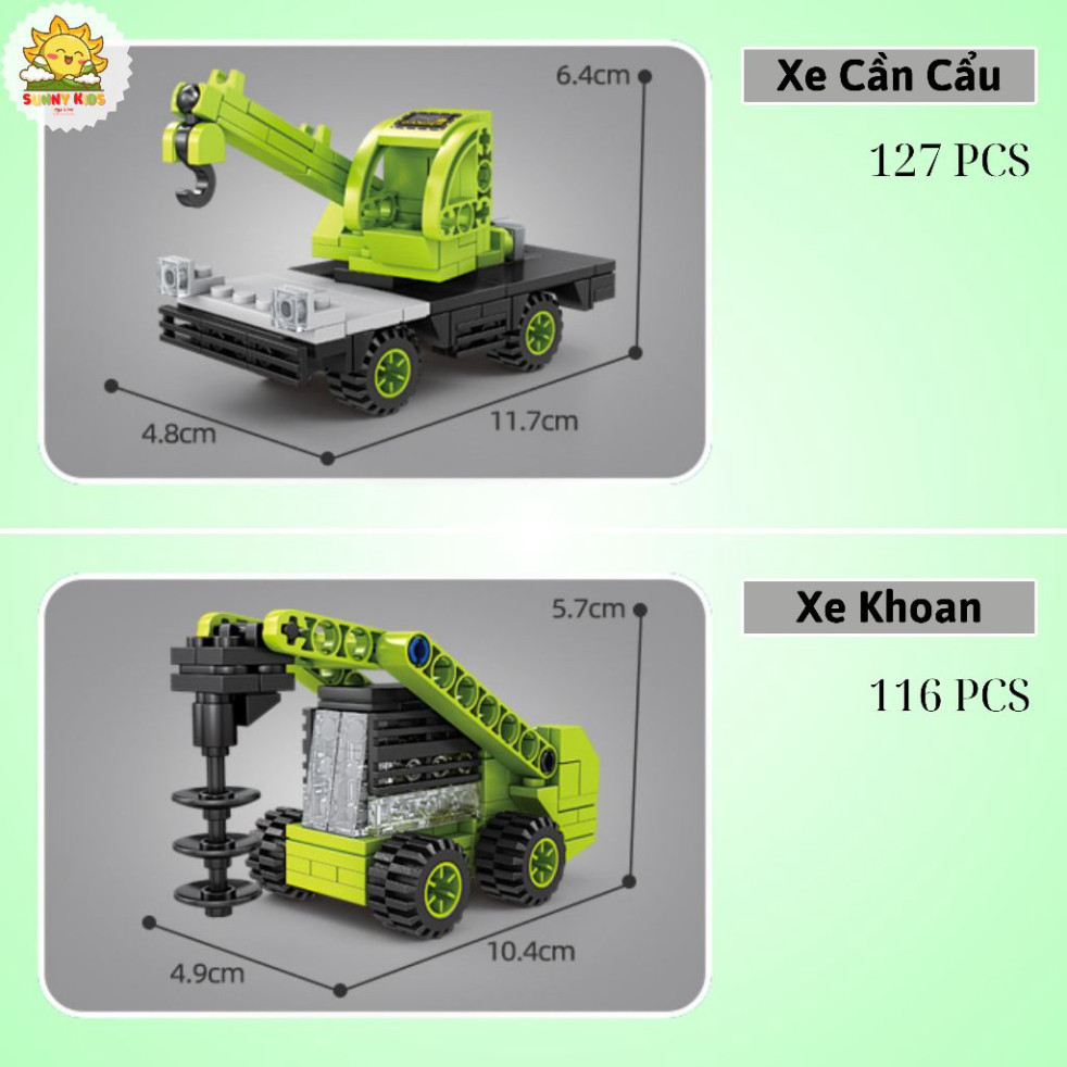 Bộ Đồ chơi lắp ráp Mô hình, 8 IN 1, kích thước lớn 42cm, 1065 hạt, nhựa ABS rất chắc chắn, đồ chơi sáng tạo - Sunny Kids