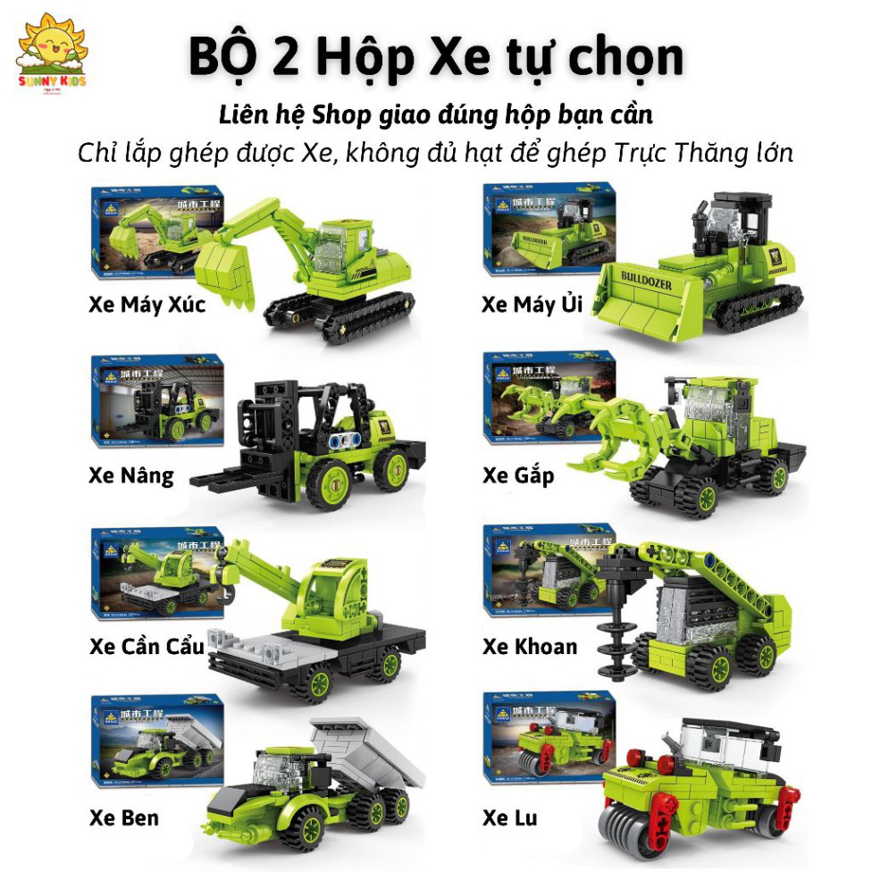 Bộ Đồ chơi lắp ráp Mô hình, 8 IN 1, kích thước lớn 42cm, 1065 hạt, nhựa ABS rất chắc chắn, đồ chơi sáng tạo - Sunny Kids