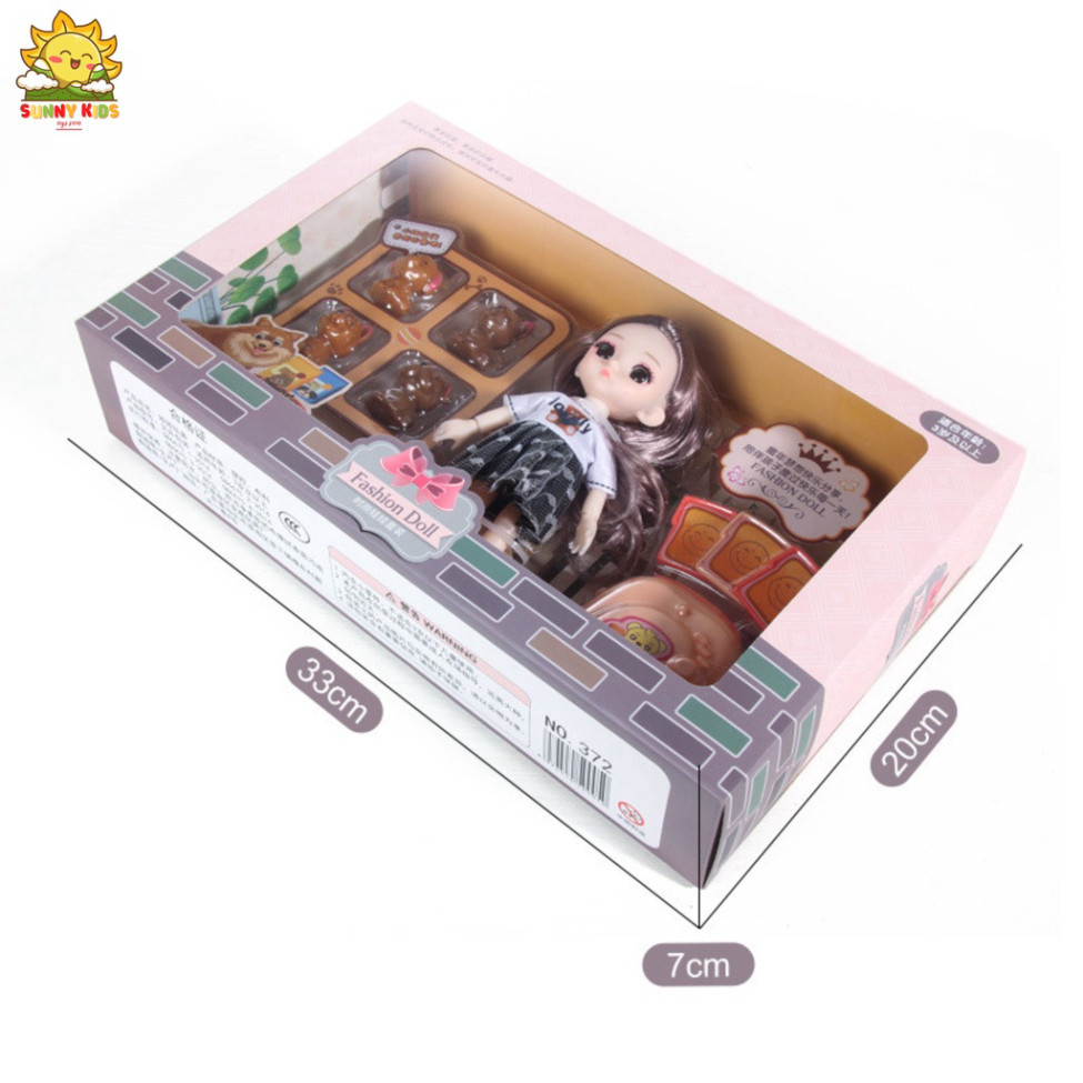 Hộp Quà Tặng Búp Bê Cho Bé Gái, Dài 33 cm, Chất Lượng Cao, Mắt 3D, Nhiều Khớp Cử Động Và Phụ Kiện Tinh Tế - Sunny Kids