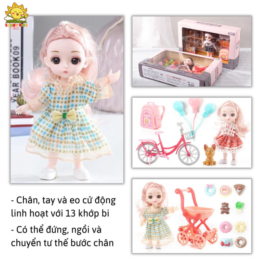 Hộp Quà Tặng Búp Bê Cho Bé Gái, Dài 33 cm, Chất Lượng Cao, Mắt 3D, Nhiều Khớp Cử Động Và Phụ Kiện Tinh Tế - Sunny Kids