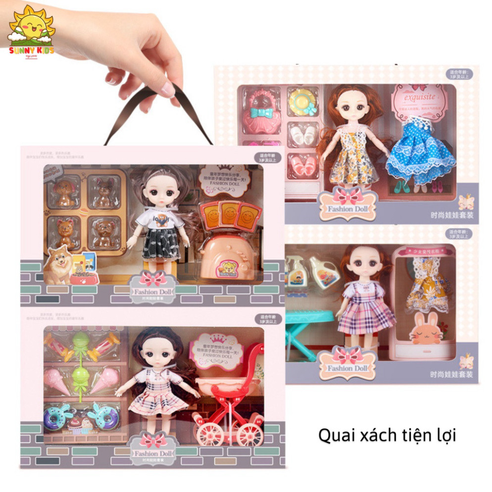 Hộp Quà Tặng Búp Bê Cho Bé Gái, Dài 33 cm, Chất Lượng Cao, Mắt 3D, Nhiều Khớp Cử Động Và Phụ Kiện Tinh Tế - Sunny Kids