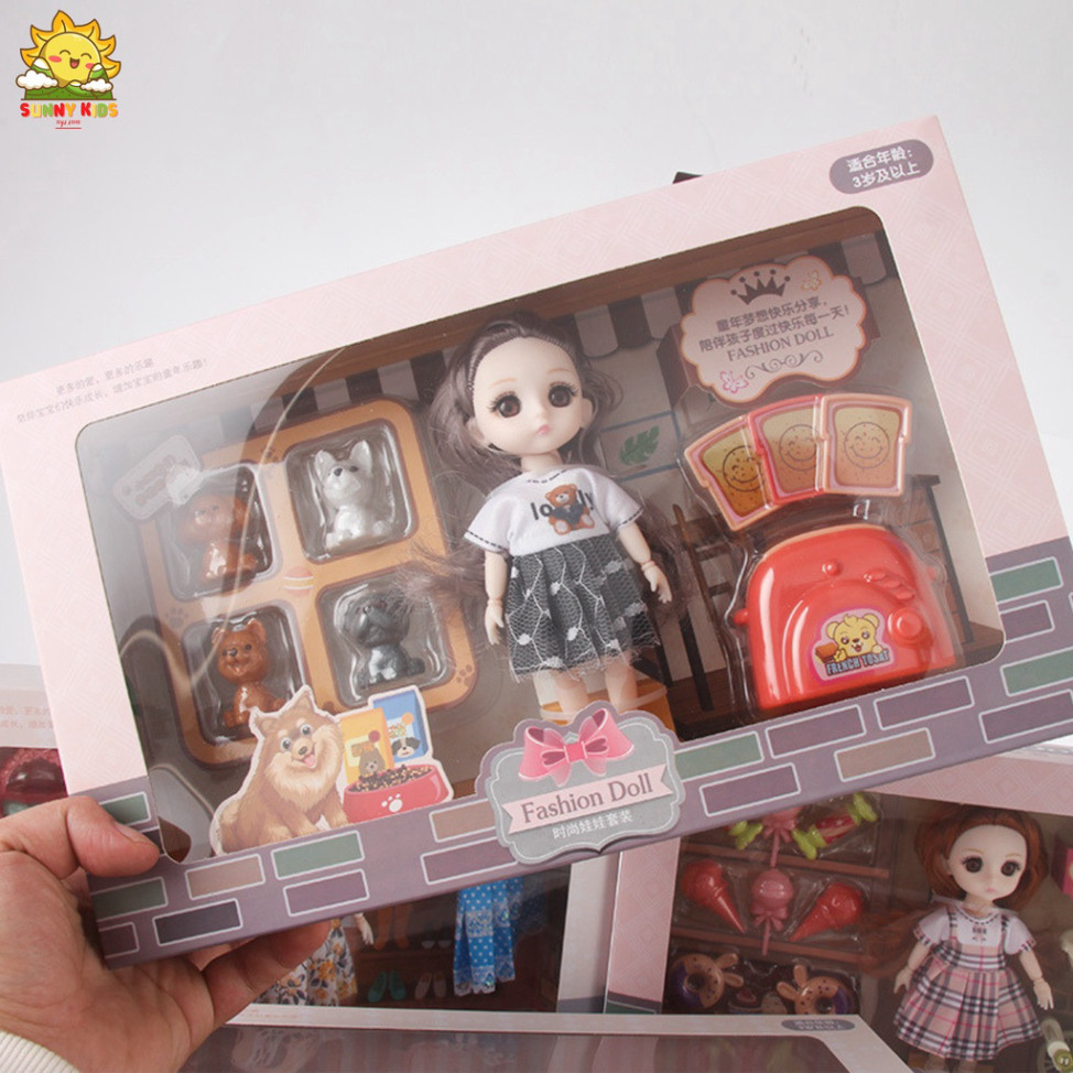 Hộp Quà Tặng Búp Bê Cho Bé Gái, Dài 33 cm, Chất Lượng Cao, Mắt 3D, Nhiều Khớp Cử Động Và Phụ Kiện Tinh Tế - Sunny Kids