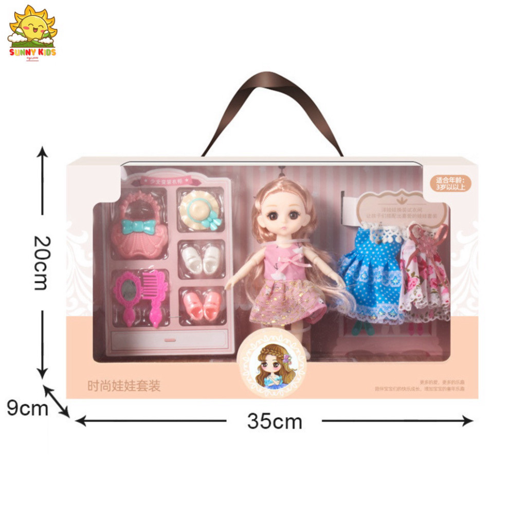 Hộp Quà Tặng Búp Bê Cho Bé Gái, Dài 33 cm, Chất Lượng Cao, Mắt 3D, Nhiều Khớp Cử Động Và Phụ Kiện Tinh Tế - Sunny Kids