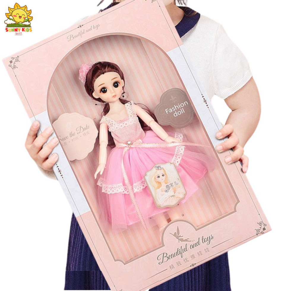 Hộp Quà Tặng Búp Bê Cho Bé Gái, Dài 33 cm, Chất Lượng Cao, Mắt 3D, Nhiều Khớp Cử Động Và Phụ Kiện Tinh Tế - Sunny Kids