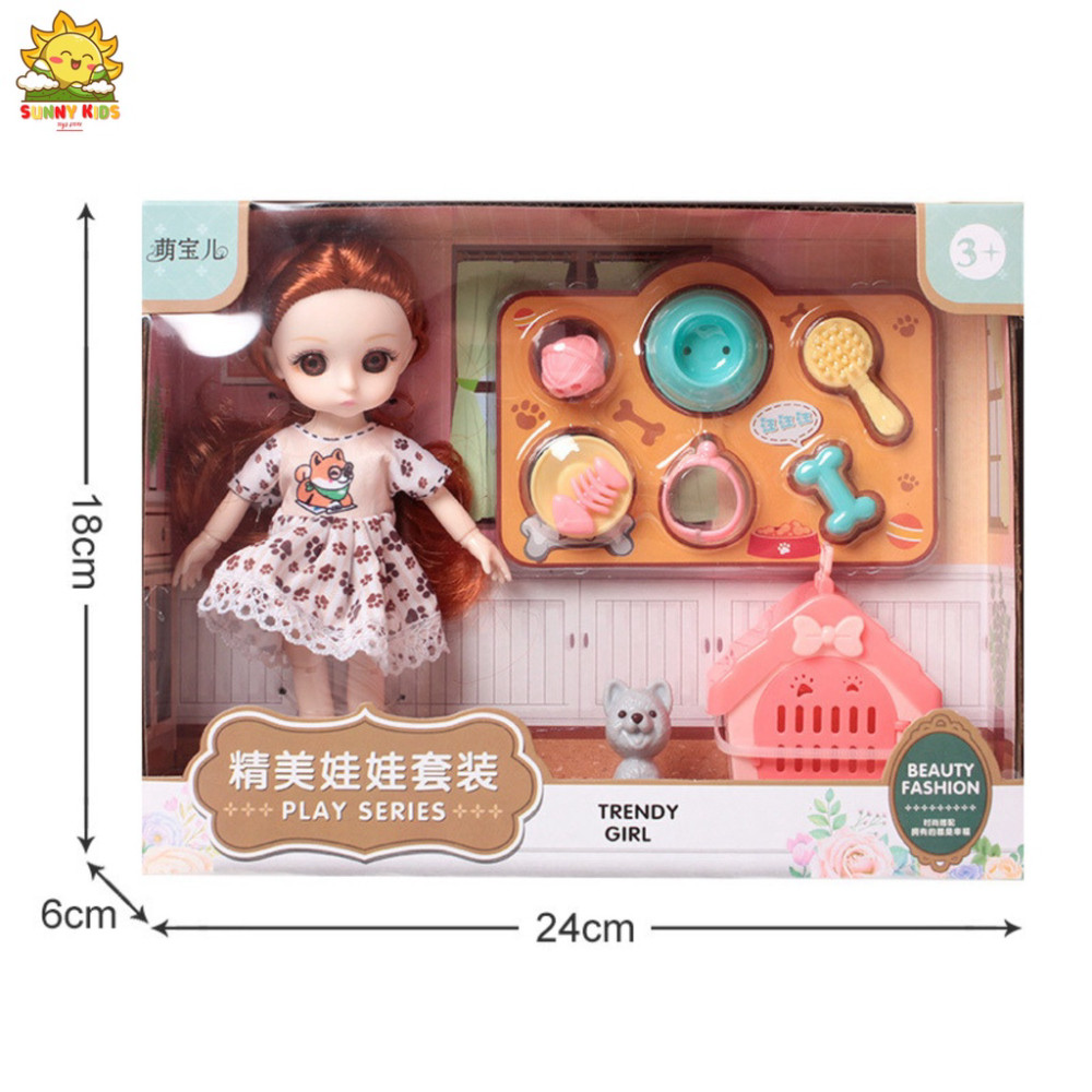 Hộp Quà Tặng Búp Bê Cho Bé Gái, Dài 33 cm, Chất Lượng Cao, Mắt 3D, Nhiều Khớp Cử Động Và Phụ Kiện Tinh Tế - Sunny Kids