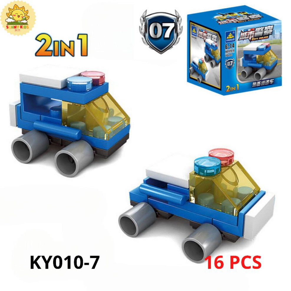 Đồ Chơi Lắp Ráp Hình Khối 2 IN 1, Kích Thước Nhỏ, Chi Tiết Chắc Chắn, Đồ Chơi Lắp Ghép Mô Hình Xe Ô Tô  - Sunny Kids