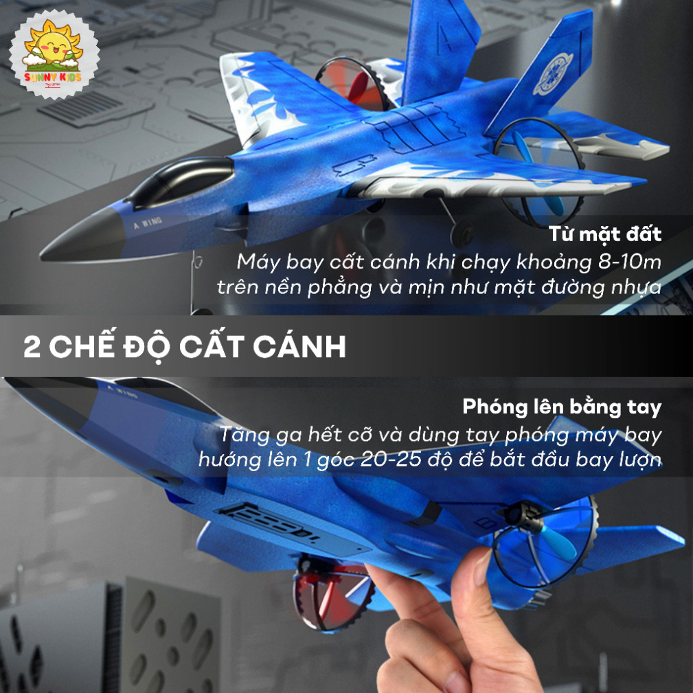 Máy bay chiến đấu F35 (HW39), Máy bay xốp điều khiển từ xa, Vòng bảo vệ cánh, Pin sạc, khoảng cách bay 100m - Sunny Kids