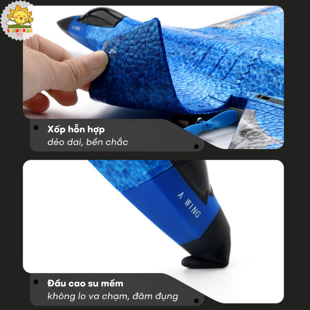 Máy bay chiến đấu F35 (HW39), Máy bay xốp điều khiển từ xa, Vòng bảo vệ cánh, Pin sạc, khoảng cách bay 100m - Sunny Kids