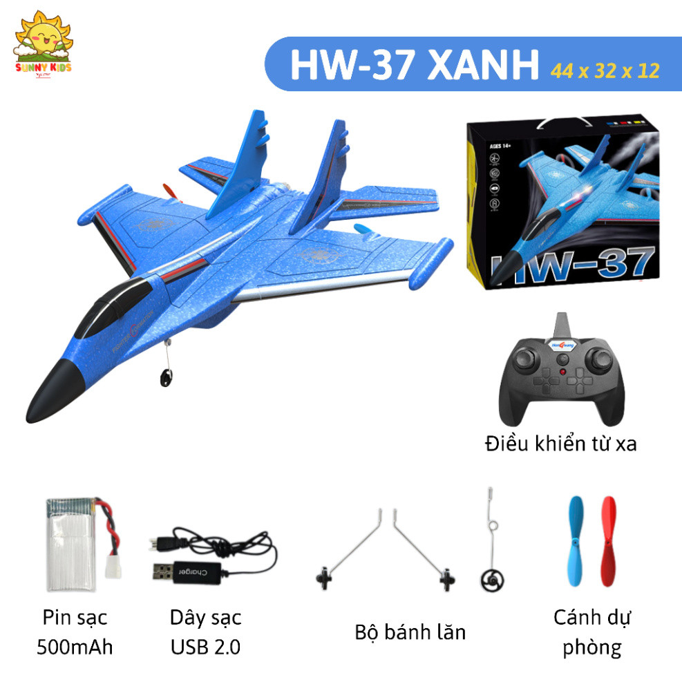 Máy bay chiến đấu F35 (HW39), Máy bay xốp điều khiển từ xa, Vòng bảo vệ cánh, Pin sạc, khoảng cách bay 100m - Sunny Kids