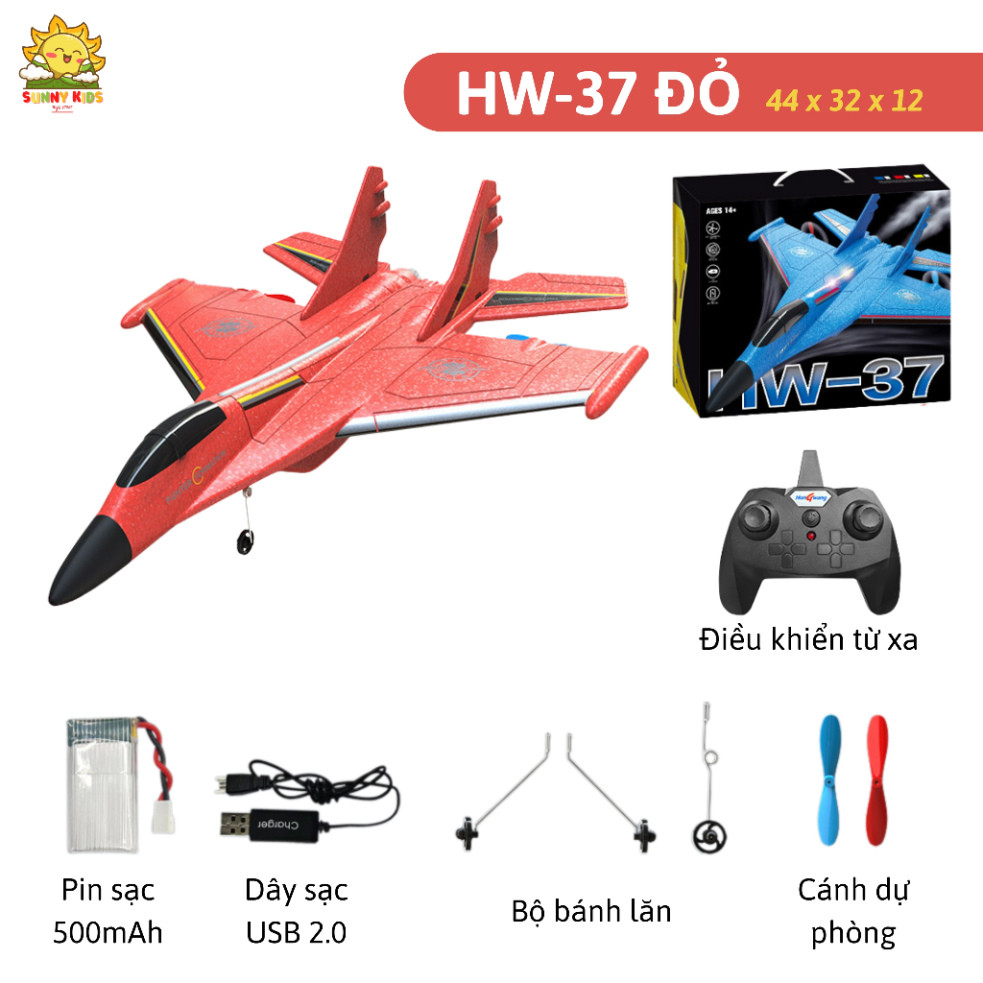 Máy bay chiến đấu F35 (HW39), Máy bay xốp điều khiển từ xa, Vòng bảo vệ cánh, Pin sạc, khoảng cách bay 100m - Sunny Kids