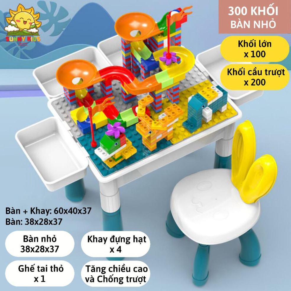 Bộ Bàn Lắp Ráp Đa Năng, Tặng Kèm Ghế Tai Thỏ, Kích Thước Lớn, Đồ Chơi Lắp Ghép Sáng Tạo Nhiều Chi Tiết - Sunny Kids
