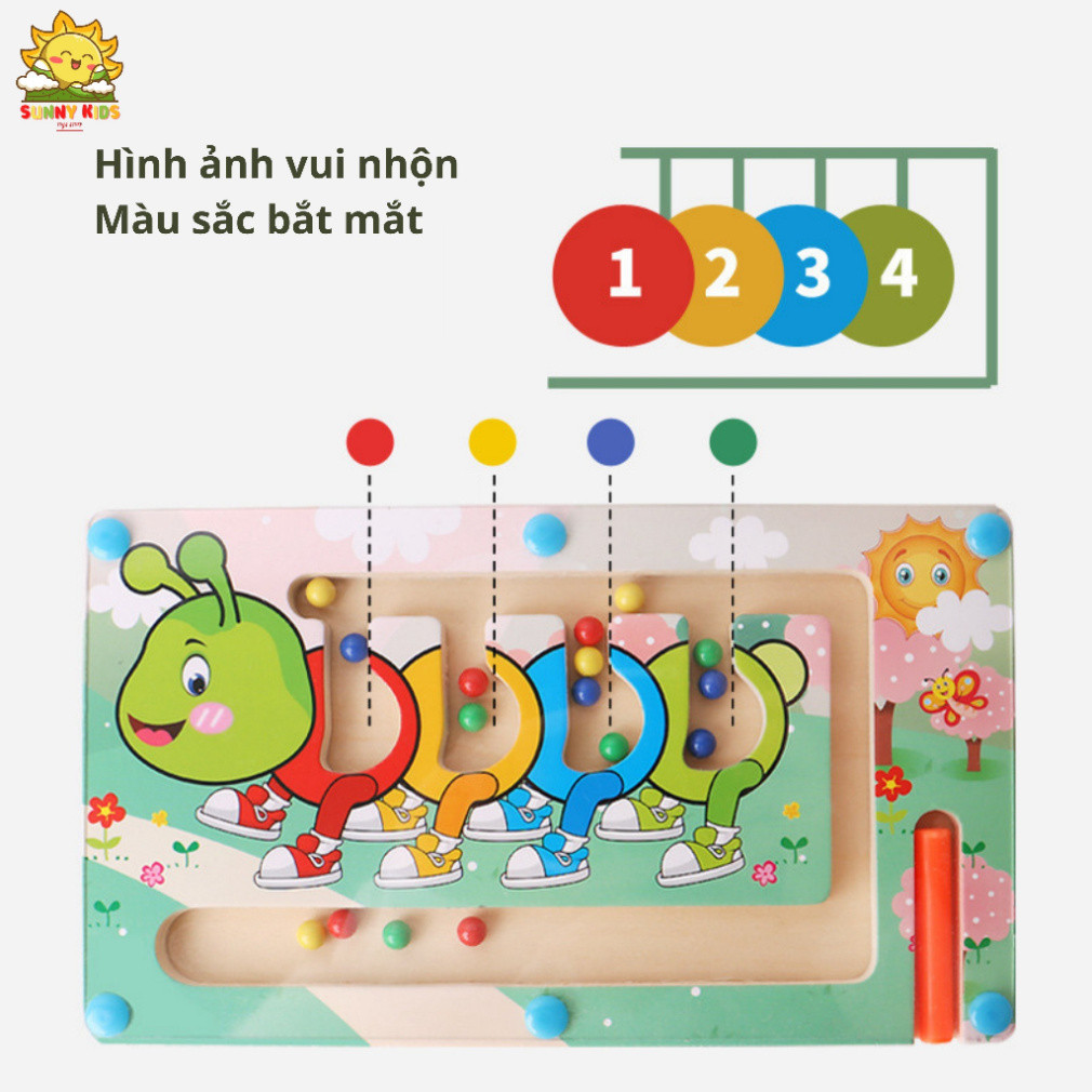 Đồ Chơi Mê Cung Bằng Gỗ, Di Chuyển Bi Giúp Bé Nhận Diện Màu Sắc Và Khéo Léo Hơn, Đồ Chơi Montessori Cho Bé - Sunny Kids