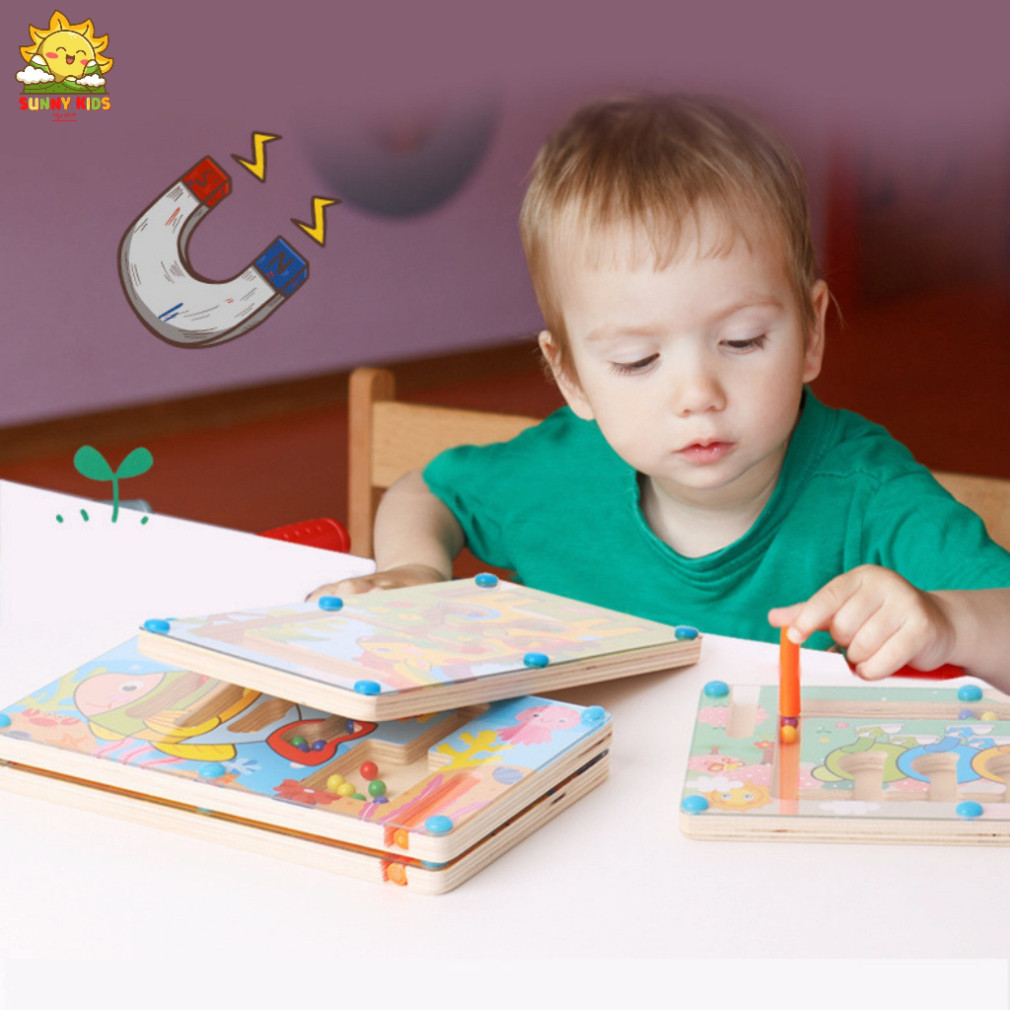 Đồ Chơi Mê Cung Bằng Gỗ, Di Chuyển Bi Giúp Bé Nhận Diện Màu Sắc Và Khéo Léo Hơn, Đồ Chơi Montessori Cho Bé - Sunny Kids