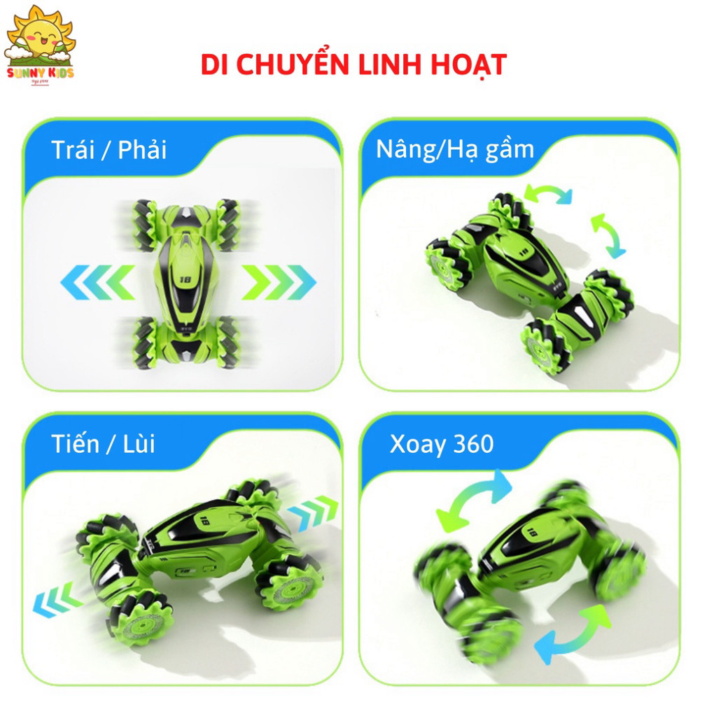 Xe Đồ Chơi Cao Cấp Điều Khiển Từ Xa Stunt Car Q110, Xoay 360 Độ, Âm Nhạc Vui Nhộn, Nâng Hạ Gầm - Sunny Kids