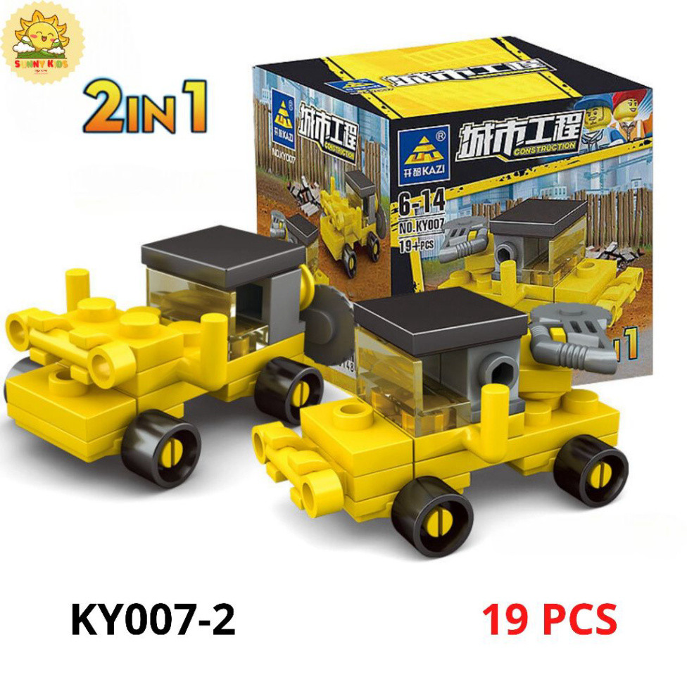 Đồ chơi lắp ráp mô hình xe Công Trường, 2 IN 1, chi tiết chắc chắn, đa dạng 16 mẫu xe mô hình đồ chơi - Sunny Kids