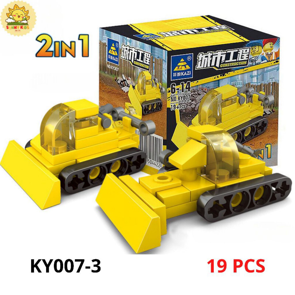Đồ chơi lắp ráp mô hình xe Công Trường, 2 IN 1, chi tiết chắc chắn, đa dạng 16 mẫu xe mô hình đồ chơi - Sunny Kids