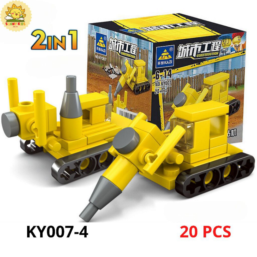 Đồ chơi lắp ráp mô hình xe Công Trường, 2 IN 1, chi tiết chắc chắn, đa dạng 16 mẫu xe mô hình đồ chơi - Sunny Kids