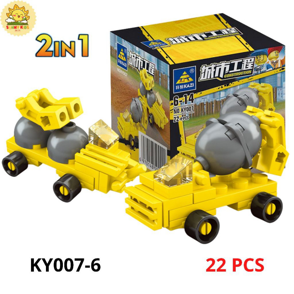 Đồ chơi lắp ráp mô hình xe Công Trường, 2 IN 1, chi tiết chắc chắn, đa dạng 16 mẫu xe mô hình đồ chơi - Sunny Kids