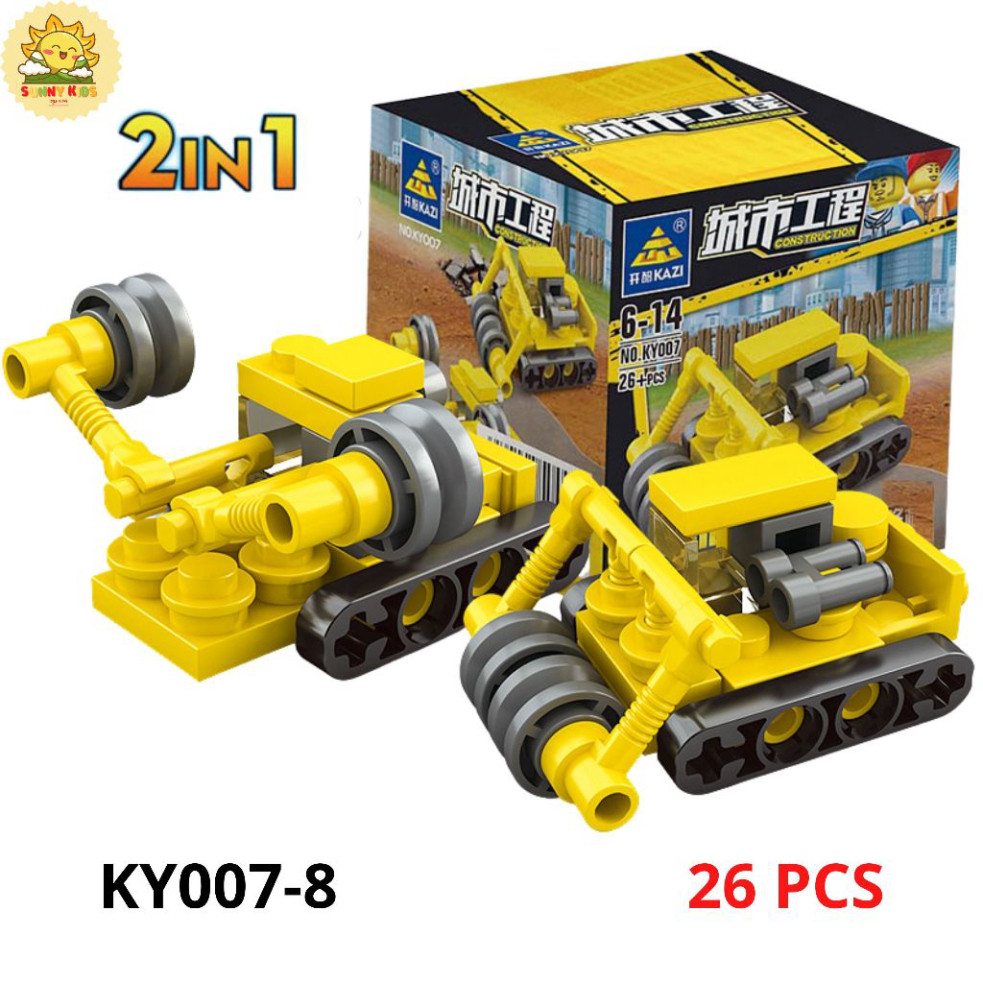 Đồ chơi lắp ráp mô hình xe Công Trường, 2 IN 1, chi tiết chắc chắn, đa dạng 16 mẫu xe mô hình đồ chơi - Sunny Kids