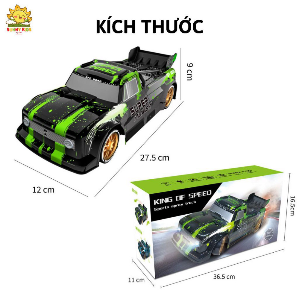 Xe Đua Q123 Tốc Độ Cao, Dẫn Động 2 Cầu Mạnh Mẽ, Điều Khiển Từ Xa 2.4GHz, 2 Bộ Bánh Driff Chuyên Nghiệp - Sunny Kids