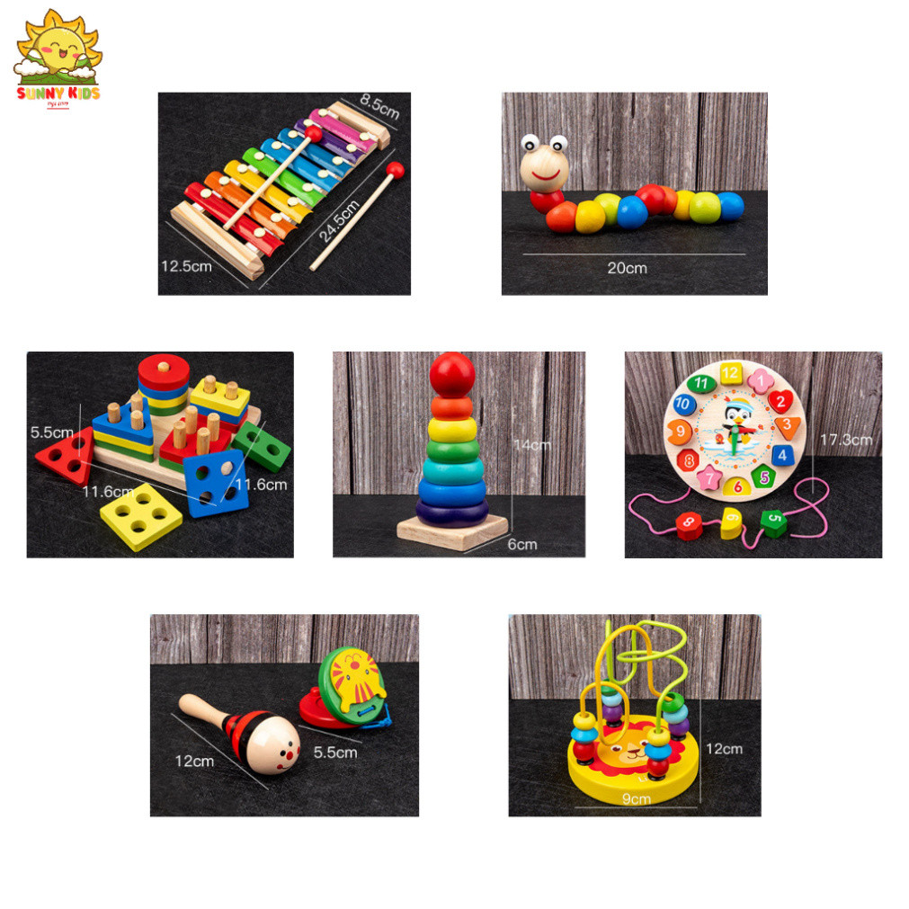 Đồ Chơi Gỗ Thông Minh Cho Bé , Gỗ Được Làm Min, Bo Tròn, Sơn Nước An Toàn, Đồ Chơi Montessori Dưới 3 Tuổi - Sunny Kids