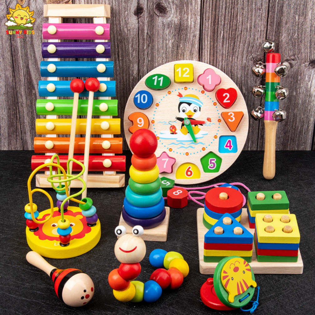 Đồ Chơi Gỗ Thông Minh Cho Bé , Gỗ Được Làm Min, Bo Tròn, Sơn Nước An Toàn, Đồ Chơi Montessori Dưới 3 Tuổi - Sunny Kids