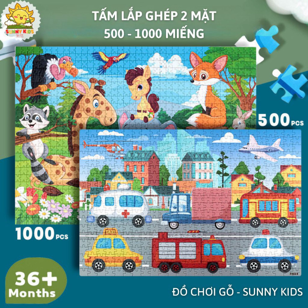 Tranh Ghép Loại Lớn 500 Và 1000 Miếng, Đồ Chơi Gỗ Lắp Ghép Với Hộp Quà Sang Trọng Làm Quà Sinh Nhật Cho Bé - Sunny Kids