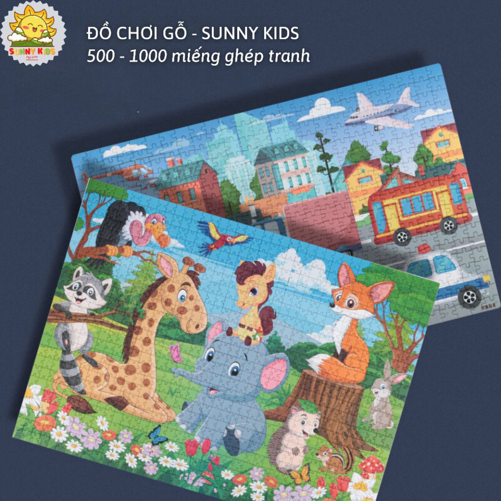 Tranh Ghép Loại Lớn 500 Và 1000 Miếng, Đồ Chơi Gỗ Lắp Ghép Với Hộp Quà Sang Trọng Làm Quà Sinh Nhật Cho Bé - Sunny Kids