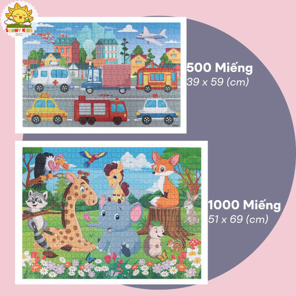 Tranh Ghép Loại Lớn 500 Và 1000 Miếng, Đồ Chơi Gỗ Lắp Ghép Với Hộp Quà Sang Trọng Làm Quà Sinh Nhật Cho Bé - Sunny Kids