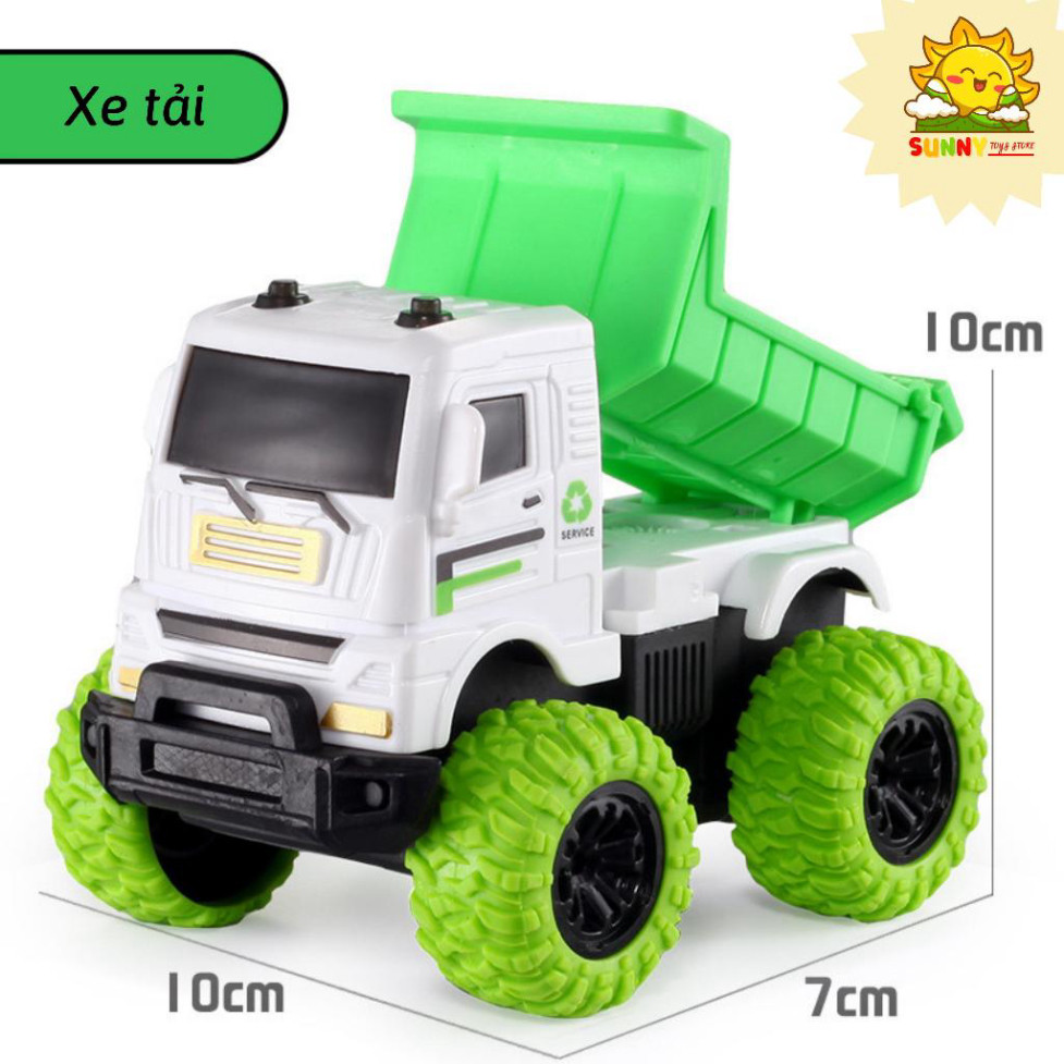 Xe rác đồ chơi, bánh xe lớn bằng cao su, Bộ xe ô tô đồ chơi cho bé có 4 loại cho bé khám phá về môi trường - Sunny Kids