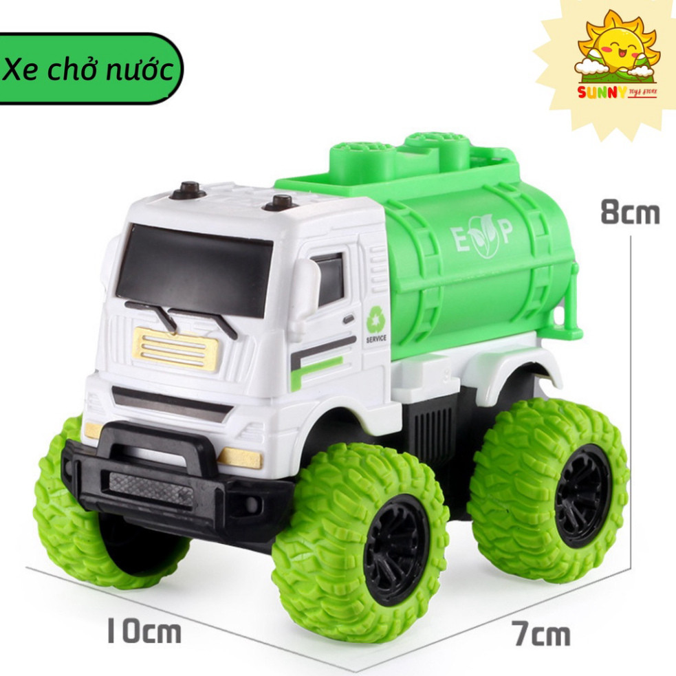 Xe rác đồ chơi, bánh xe lớn bằng cao su, Bộ xe ô tô đồ chơi cho bé có 4 loại cho bé khám phá về môi trường - Sunny Kids