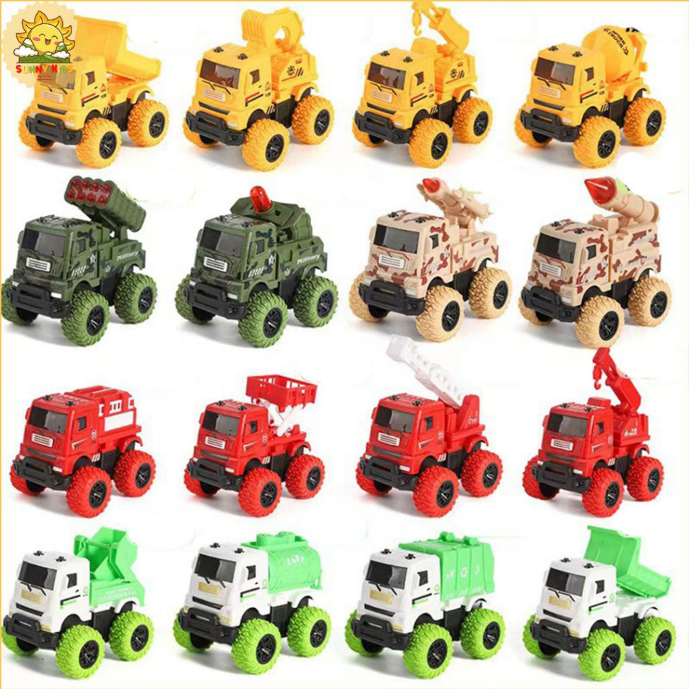 Xe ô tô đồ chơi chạy đà 1 cầu, chất nhựa tốt, an toàn, kích thước vừa tay 10x10cm, bánh cao su chống trượt - Sunny Kids