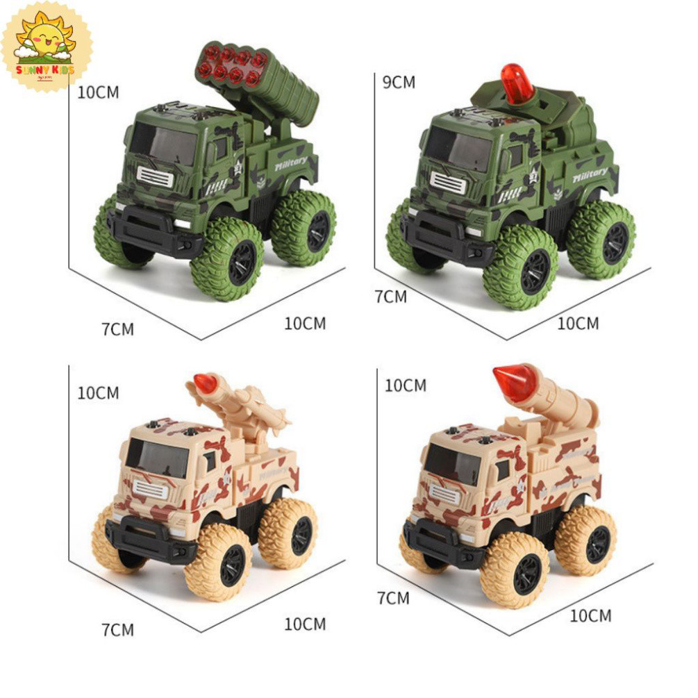 Xe ô tô đồ chơi chạy đà 1 cầu, chất nhựa tốt, an toàn, kích thước vừa tay 10x10cm, bánh cao su chống trượt - Sunny Kids