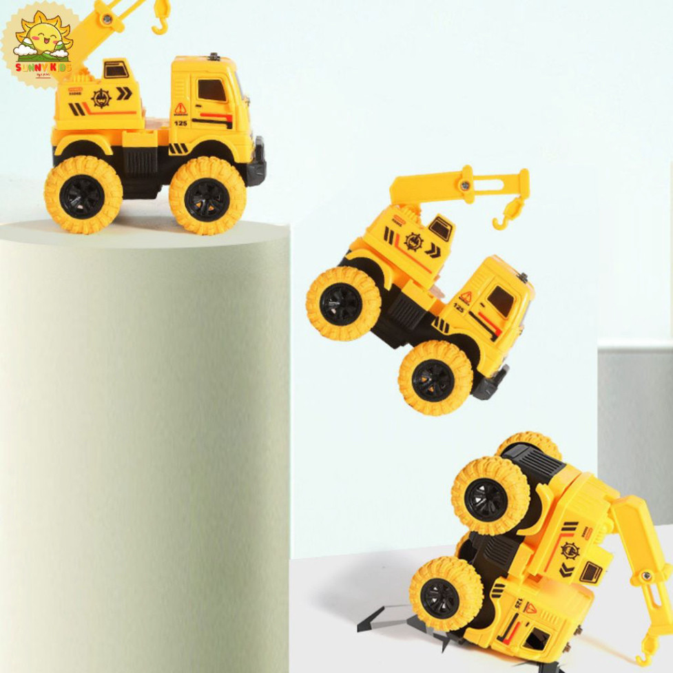 Xe ô tô đồ chơi chạy đà 1 cầu, chất nhựa tốt, an toàn, kích thước vừa tay 10x10cm, bánh cao su chống trượt - Sunny Kids
