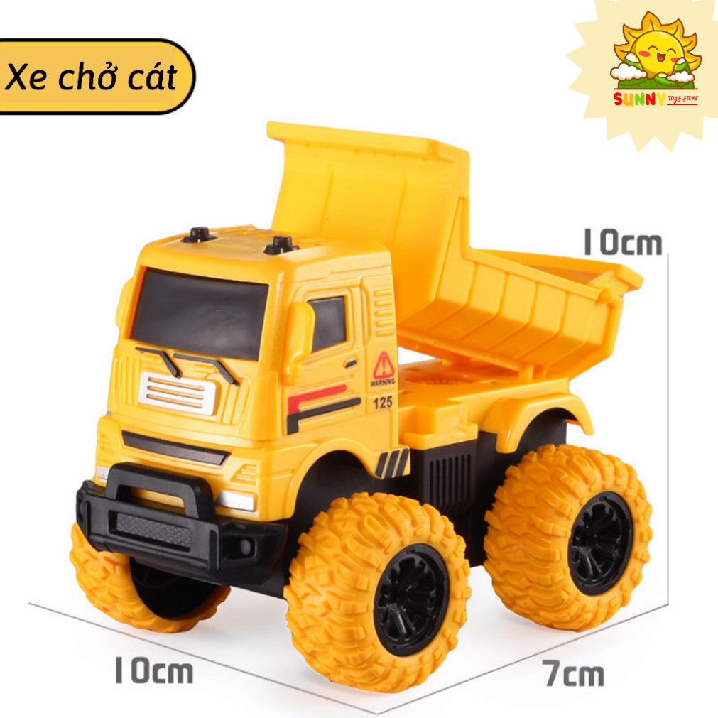 Xe ô tô đồ chơi chạy đà 1 cầu, chất nhựa tốt, an toàn, kích thước vừa tay 10x10cm, bánh cao su chống trượt - Sunny Kids