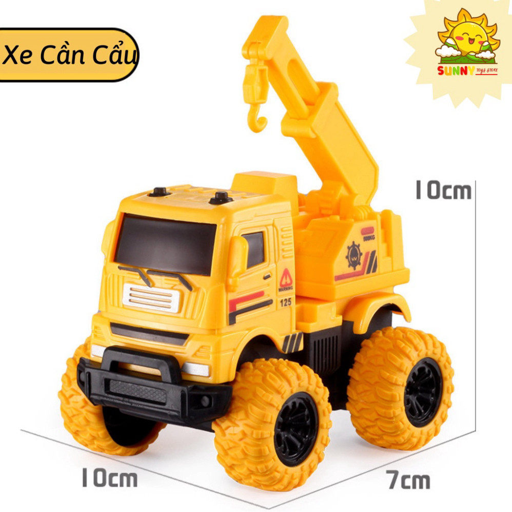 Xe ô tô đồ chơi chạy đà 1 cầu, chất nhựa tốt, an toàn, kích thước vừa tay 10x10cm, bánh cao su chống trượt - Sunny Kids