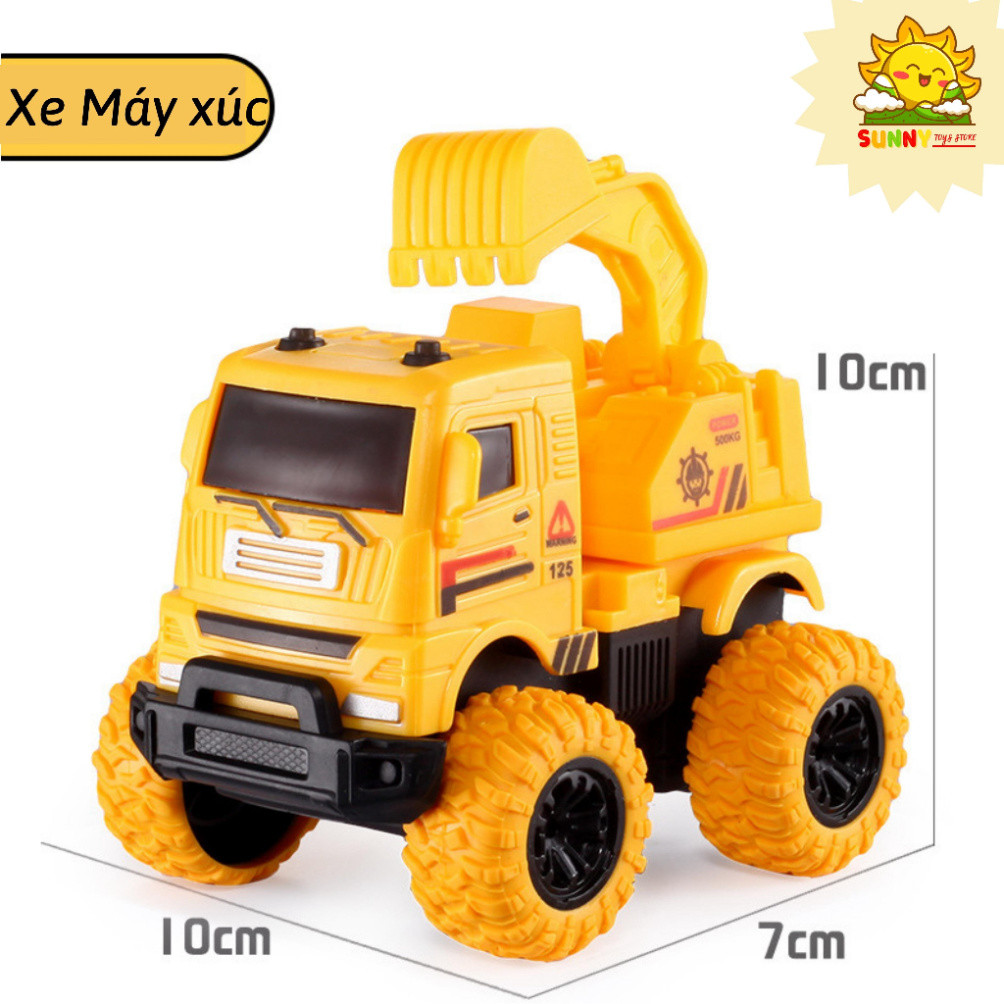 Xe ô tô đồ chơi chạy đà 1 cầu, chất nhựa tốt, an toàn, kích thước vừa tay 10x10cm, bánh cao su chống trượt - Sunny Kids