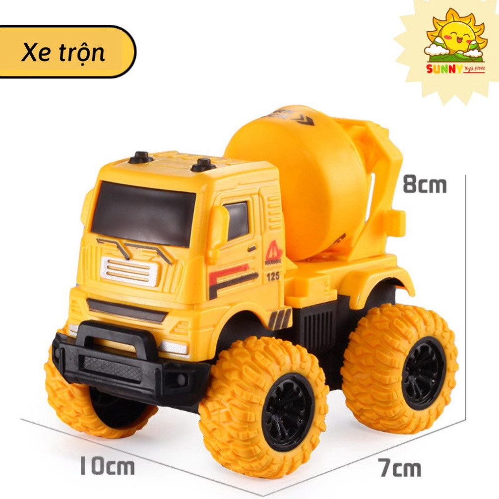 Xe ô tô đồ chơi chạy đà 1 cầu, chất nhựa tốt, an toàn, kích thước vừa tay 10x10cm, bánh cao su chống trượt - Sunny Kids