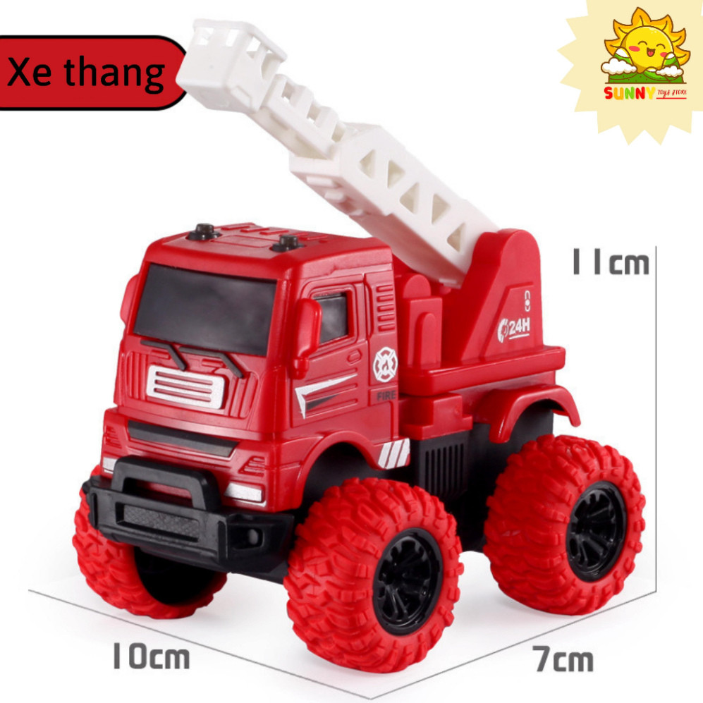 Xe ô tô đồ chơi chạy đà 1 cầu, chất nhựa tốt, an toàn, kích thước vừa tay 10x10cm, bánh cao su chống trượt - Sunny Kids